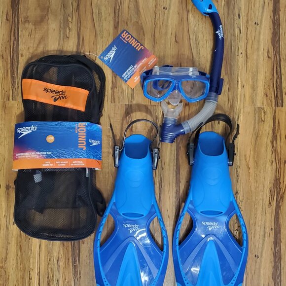Speedo Snorkel Set Mask, Snorkel, & Fin Set Junior L/XL Dive Water Swimming - Picture 6 of 13